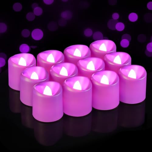 5plots 12Pack Purple Flameless Votive Candles, Fake Electric Candles by 5Plots