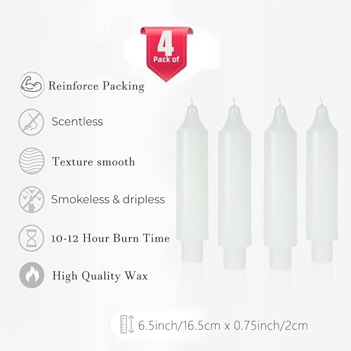 MAITREYA White Candlesticks Short Taper Candle Dripless Dinner Candle for Wedding Party Decoration Home Dinner,6.5inch,4 Pack - Image 4