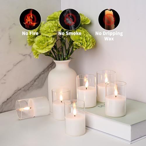 Glass Flameless Votive Candles with Remote, Battery Operated, 6Pack Clear - Image 3