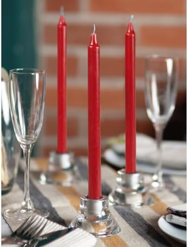 CANDWAX Red Taper Candles Pack of 12 - Slow Burning Dripless Unscented Straight Candles 10 inch - Ideal for Dinner Table - Smokeless Long Candlesticks - Image 4