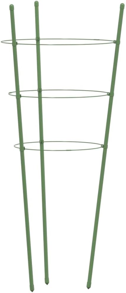 Steel Plant Stakes 5 Pcs Green 17.7 Inch with Plant Support Rings for Climbing Fruits Flowers Vegetables Tomato Cucumber Hydrangea Peonies