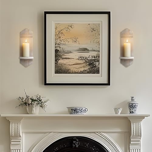 Wall Candle Sconces Set of Two, Rustic Wood Wall Candle Holder Decor, Farmhouse Wooden Candle Holder Wall Decorations for Fireplace, Hallway, Living Room, Bedroom,Washed Brown - Image 5