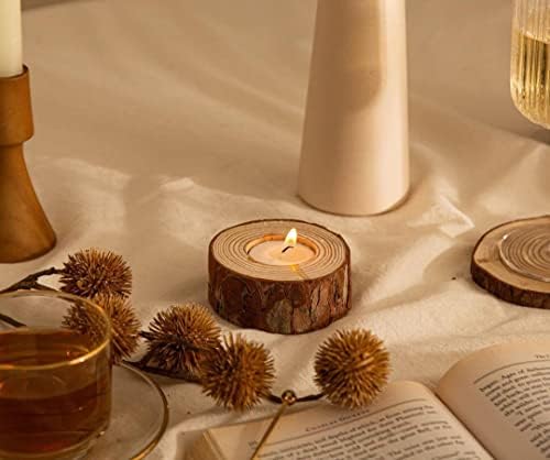 Lawei 20 Pack Wooden Tealight Candle Holder, Wood Votive Tealight Holder Tealight Candlestick for Wedding Party Birthday Holiday Decoration - Image 3