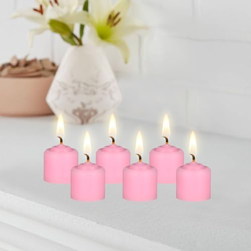Mega Candles 12 pcs Unscented Pink Votive Candles, Hand Poured Wax Candle 10 Hours 1.38 Inch x 1.5 Inch, Home Décor, Wedding Receptions, Centerpieces, Occasions, Events, Festivities, Meditations - Image 5