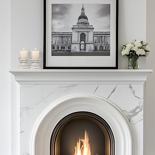 Candle Holder for Pillar Candle Set of 2, Farmhouse Wood Candle Holder, Rustic Wooden Candle Stand, Vintage Small Wooden Candlestick Holders for Living Room, Table Centerpiece, Rustic White - Image 4