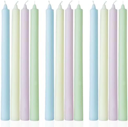 Colored Taper Candles Set of 12 Unscented, Dripless, Smokeless Long Tall Tapered Candlesticks Wedding Advent Home Decor Dinner Christmas-Natural Color Series-10.6 Inch by MAITREYA