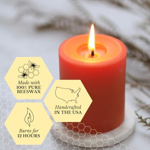 Big Dipper Wax Works 100% Beeswax Pillar Candle, 3 x 6 in, Pumpkin - Image 3