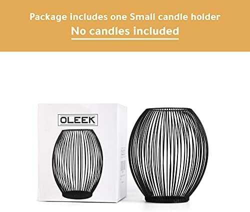 OLEEK Small Outdoor Candle Holders for Patio - Pillar Candle Holder - Black Wire Candle Holder for Table Centerpiece - Iron Lantern Decorative Candles - Farmhouse Decor Fireplace Metal Candle Holders - Image 2