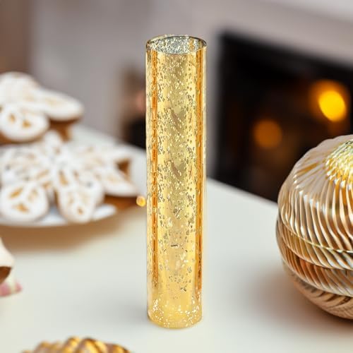 WGVI Hurricane Candle Holder Sleeve, W: 2.5", Ht: 14", Gold Speckled Glass Cylinder Open Both Ends, Chimney Tube Shade, 6 Piece - Image 4