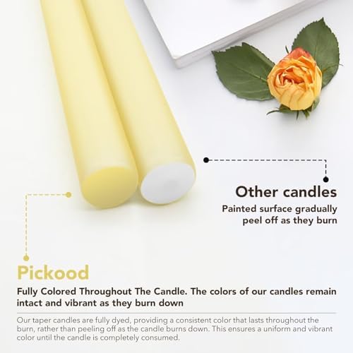 New Burning Formula Unscented Dripless 10-Inch Taper Candles Set of 12 - Ivory, for Wedding, Dinner - Smokeless, Long Burning - Hand Poured, Colored Tall Candlesticks - Marfil - Image 3