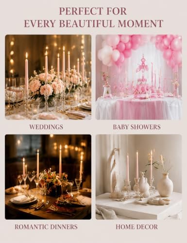 Pale Pink Elegant Taper Candles for Romantic Home Décor and Events - Image 5