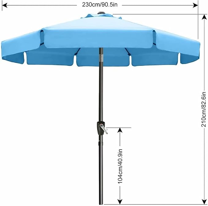 ABCCANOPY 7.5ft Scalloped Patio Umbrella, Outdoor Table Umbrella with Tilt and Crank, Fiberglass Ribs Deck Umbrella for Patio, Pool, Garden, Picnic (Turquoise)