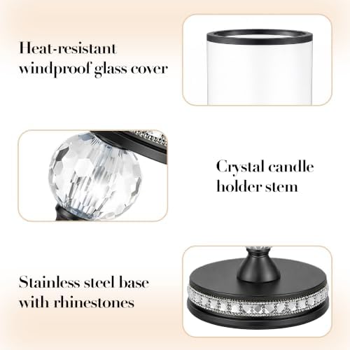 Hurricane Candle Holder, 12.6" Tall Metal Stand, Glass Pillar Candle Holder - Image 5
