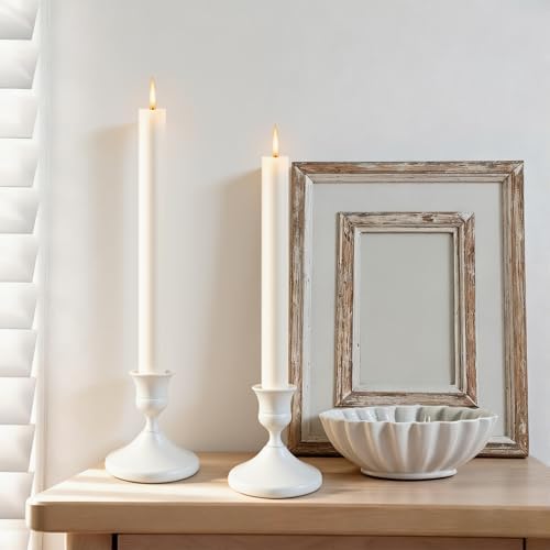 Candle Holders White Set of 9, Vintage Metal Candlestick Holders for Dinner Room Table Centerpiece, Low Metal Candles Sticks for Wedding Centerpieces Christmas Birthday Party - Image 6