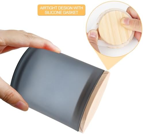 SHOWIN 10 OZ Thick Candle Jars for Making Candles 15 Pcs, Empty Jars with Wood Lids for Candle Making, Sample Container, Frosted Grey - Image 2
