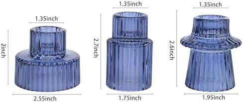 Vixdonos Glass Candlestick Holders Tealight Candle Holders for Table Centerpieces, Wedding Decor and Dinner Party (3 Pcs, Dark Blue) - Image 2