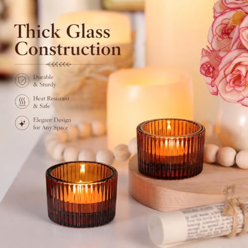 Lanttu 12 Pcs Amber Tealight Candle Holder 2" x 1.4" - Image 3