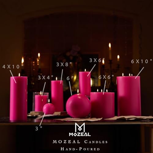 MOZEAL Hand-Poured, 6 Inch Hot Pink Large Round Ball Candles - Elegant Hot Pink Round Pillar Candles, Dripless, Unscented, Smokeless, Ideal for Parties and Celebrations. - Image 5