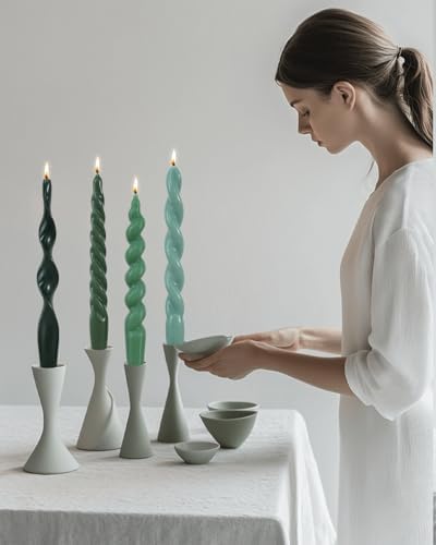 Pink Spiral Taper Candles Short Candle Sticks Unscented Smokeless Twisted Candlesticks for Christmas Table Decor Holiday Dinner Party-7.5inch-4pack - Image 7