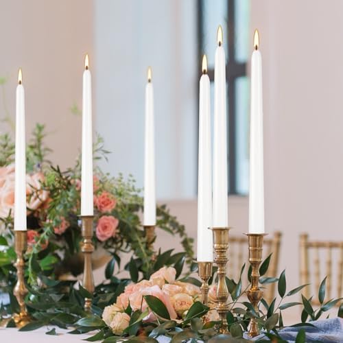 30 Pack of 10 Inch White Unscented Taper Candles-8 Hour Long Burning Dripless Table Candles for Wedding, and Home Decoration - Image 5