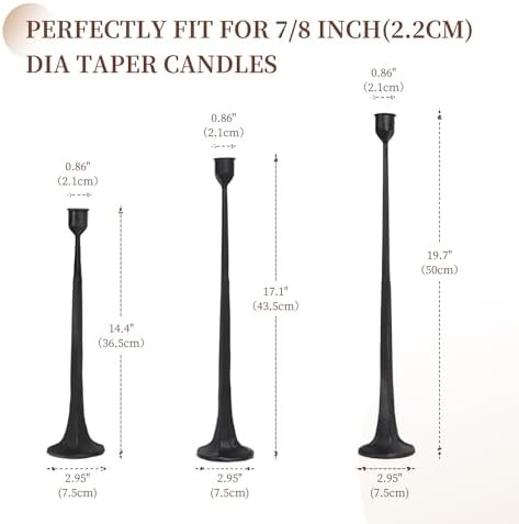 Iron Black Candlestick Holders, Set of 3 Candle Stick Holders,Fits 3/4 inch Thick Candle&Led Candles, Vintage Modern Decorative Centerpiece for Dining Table Centerpiece, Wedding, Party Decor - Image 3