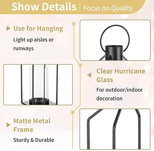 NUPTIO Decorative Lantern Candle Holder: Black Lantern with Hurricane Glass - Image 5