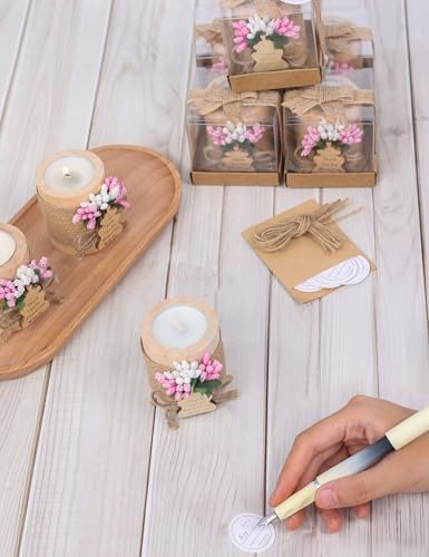 10 wooden Tealight Candle Holders for Baby Christening Party Favors, Gifts for Guests, Gender Reveal Party Gifts, Baby Girl Gender Reveal. (Light pink) - Image 5