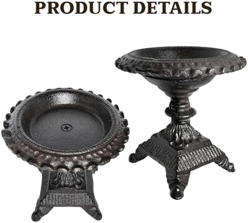 Rustic Cast Iron Candle Holder, FoyaHome Vintage Tall Pillar Candle Stand & Farmhouse Fireplace Decor, Metal Candle Pedestal for Antique Candlestick Holders, Rustic & Farmhouse Candle Holders - Image 3