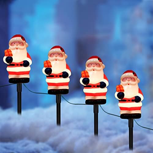 Christmas Decorations Outside, 7Ft Christmas Santa Pathway Stake Lights with 4 C7 Bulbs, Stake, Connectable Waterproof Driveway Markers Lights for Outside Path Garden Decor Holiday Yard Patio - Image 4