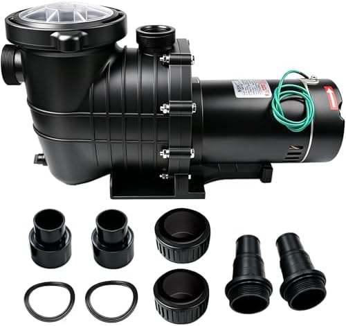 Swimming Pool Pump Above ground, 1.5 HP 4980 GPH In Ground Self Primming Pool Filtre Pump with Strainer Basket Pool Pump Motor for Clean Swimming Pool Water Low Noise