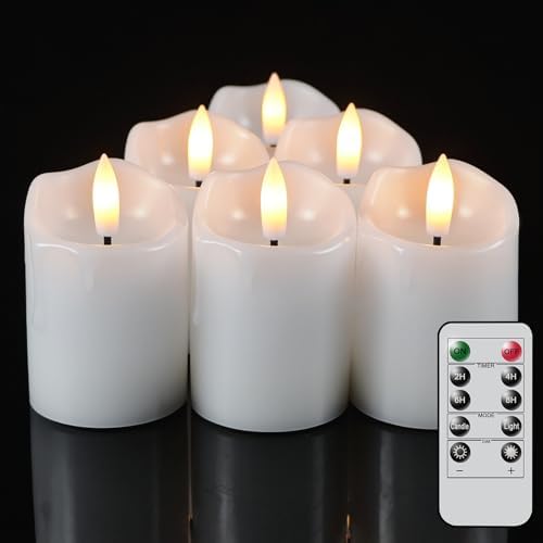 400+ Hour Flameless Votive Candles with Remote Timer, White by Lasumora