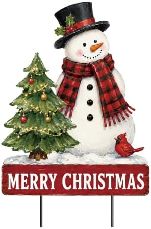 Outdoor Christmas Decorations Metal Snowman Yard Sign Stakes by VOCHIC