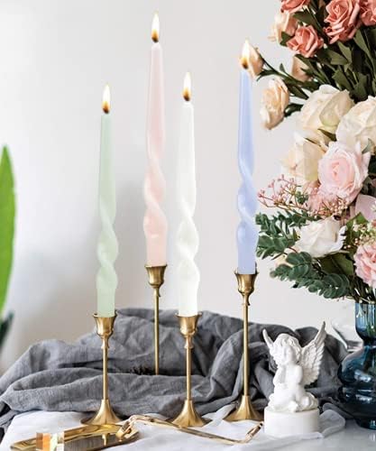 MAITREYA Black Taper Candles Conical Stick Candles Spiral Taper Candles-Set of 4 for Decoration Weddings Party Church-Unscented Dripless Candles,10inch(Black) - Image 6