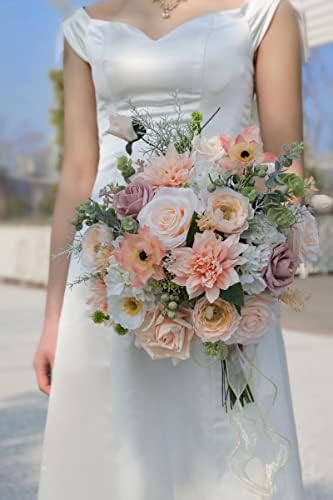 YYHUAWU Artificial Flowers Combo Box Set Pink Fake Flower Leaf with Stems for DIY Wedding Bouquets Centerpieces Baby Shower Party Home Decorations - Image 3