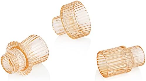Vixdonos Glass Candlestick Holders Tealight Candle Holders for Table Centerpieces, Wedding Decor and Dinner Party (3 Pcs, Yellow) - Image 3