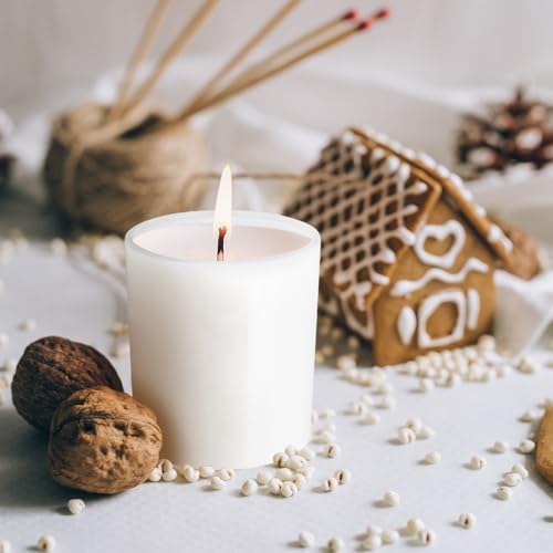 SHOWIN 10 OZ Thick Candle Jars for Making Candles 15 Pcs, Empty Jars with Wood Lids for Candle Making, Sample Container, Glossy White - Image 5