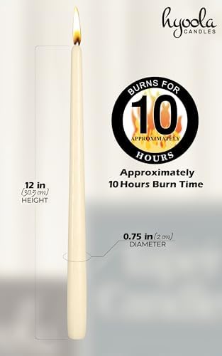 Hyoola 12 Pack Tall Taper Candles - 12 Inch Woolwhite Dripless, Unscented Dinner Candle - Paraffin Wax with Cotton Wicks - 10 Hour Burn Time - Image 4
