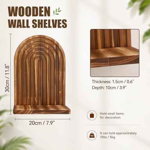 Artilady Shelf Boho Wall Decor, Solid Wood Mid-Century Shelves for Storage - Image 2