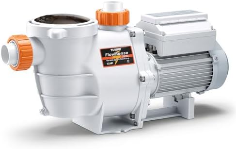 TURBRO 1.5 HP Variable Speed Swimming Pool Pump, 6,300 GPH | High Flow Self-Priming Pump for Above-Ground Pools, with Strainer Basket, 1.5” and 2.0” NPT Fittings, 220-240V, FS15V