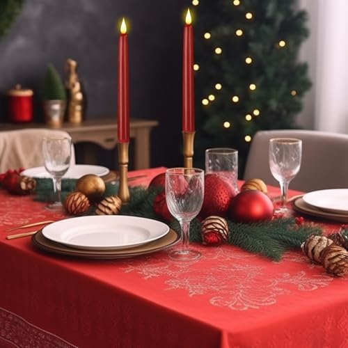 Flameless Taper Candles with Remote Control and Timer, Battery Operated LED Candlesticks with Flickering 3D Flame, 9.6×0.8 Inches Plastic Tall Candles for Christmas, Wedding and Home Decor (Red, 6) - Image 6