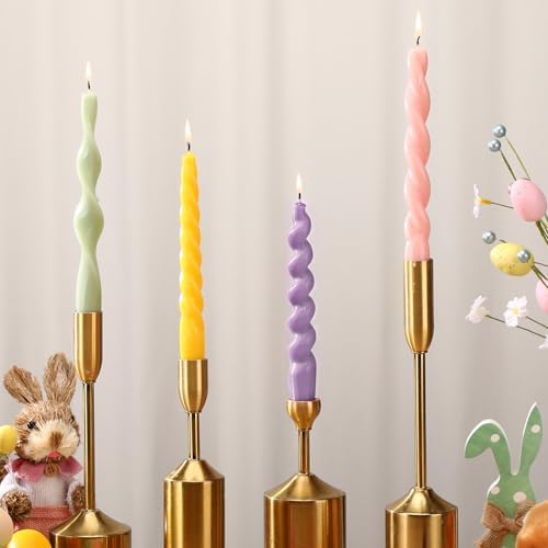 Nuanchu 4 Pcs Twisted Taper Candles,7.87 Inch,Pure,Pastel Color by Nuanchu