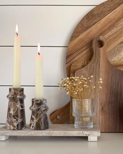 Vixdonos Marble Candle Holder Set of 2 Taper Candle Candlestick Mantle Candle Stand for Home Decor,Wedding,Party and Table Centerpieces(Brown) - Image 5