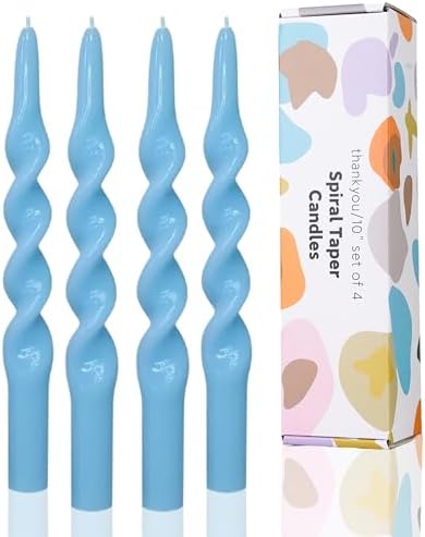 Blue Taper Candle Sticks Spiral Tapered Candlesticks- Handmade Twisted Taper Candles for Table Decor Housewarming Gift Idea-10 Inch,4pcs(Bule-B) by LPUSA