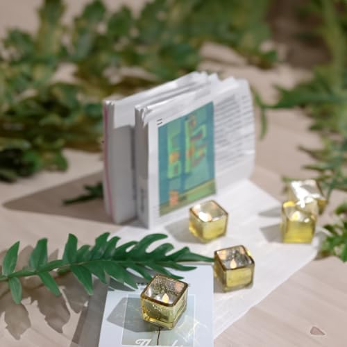 WGV 2 Inch Gold Speckle Square Cube Glass Votive Candle Holder, Small Tiny Mercury Tea Light 2x2”, 1 Pc - Image 5
