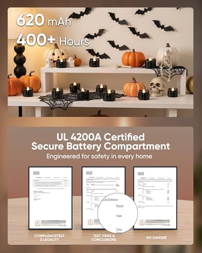 Homemory 12-Pack Black Remote Flameless Battery Tea Light Candles, 400+Hrs - Image 4