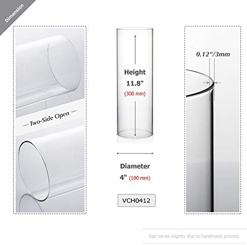 WGVI Hurricane Candle Holder Sleeve, Wide 4", Height 12", Clear Glass Cylinder Candleholder, Chimney Tube, Open Ended Candle Shade, 6 Pieces Bulk - Image 2
