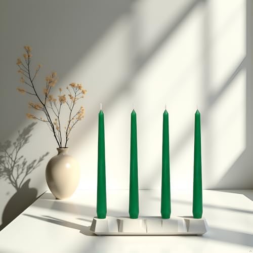 4 Pack Green Taper Candles丨Taper Candles 10 Inch Dripless丨Unscented & Smokeless Candlesticks Bulk丨7-8 Hours Long Burning Tall Candles丨Ideal for Christmas Weddings Parties Dinner - Image 5