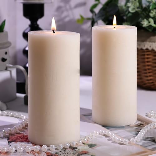 Rustic Soy Pillar Candles 2.8x6 Inch,2 Pack Ivory Candle by ginitiri