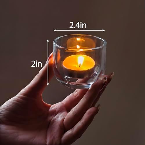 Gurfuy Clear Glass Votive Candle Holders 6 Set - Tealight Candle Holder for Festival Wedding Propose Parties Holiday Table Centerpiece Shelf Decoration Fall Home Decor - Image 2