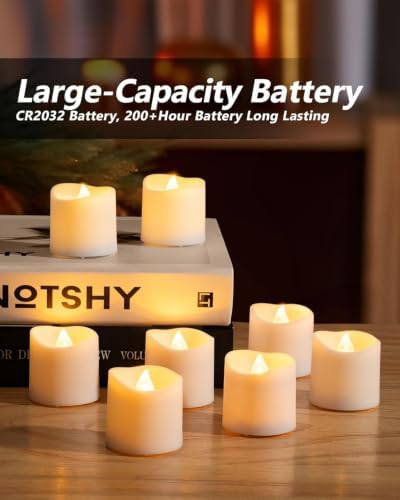 Homemory 24Pack Flameless LED Votive Candles, 200+Hour Lasting Electric Fake Candles, Battery Operated Tealights in Warm White for Wedding, Proposal Anniversary, Romantic Decor(Batteries Included) - Image 2